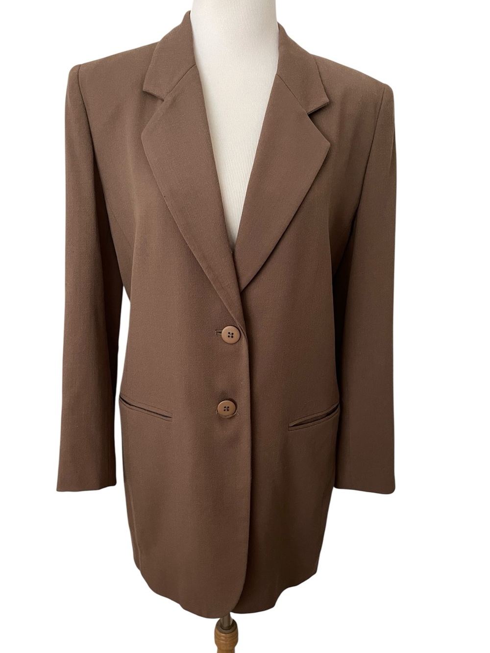 Vintage Episode 100% Wool Longline Blazer Soft Taupe